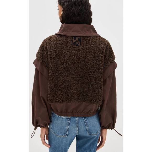 NEW ULLA JOHNSON aidan teddy fleece jacket in brown - Picture 2 of 6